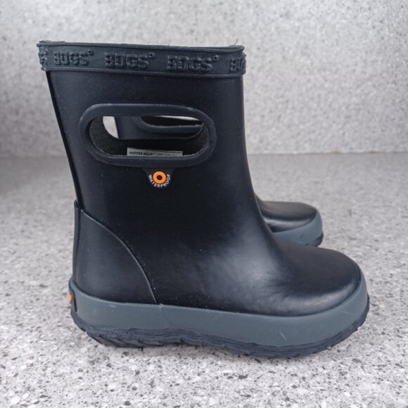 BOGS Skipper Black Waterproof Kids Rain Boots Shoes - Picture 3 of 10